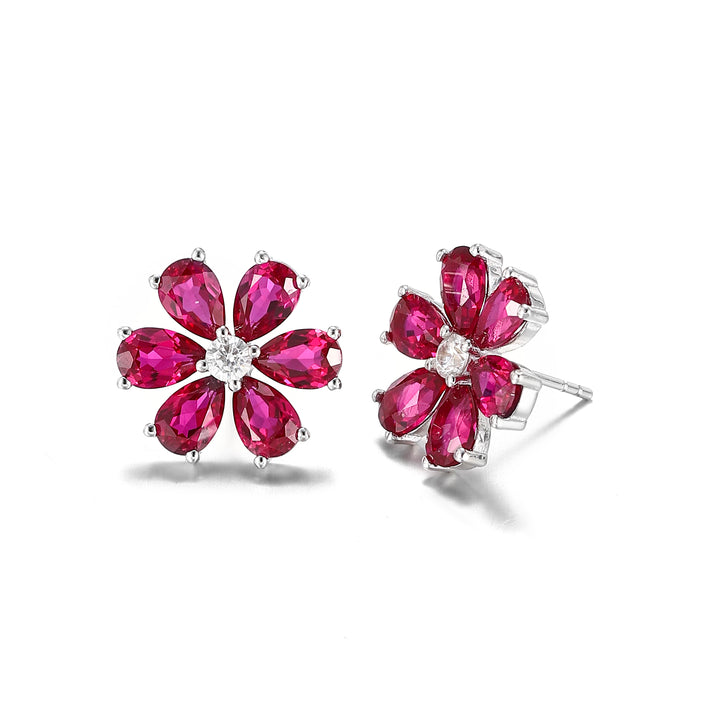 Ruby Flower Studs