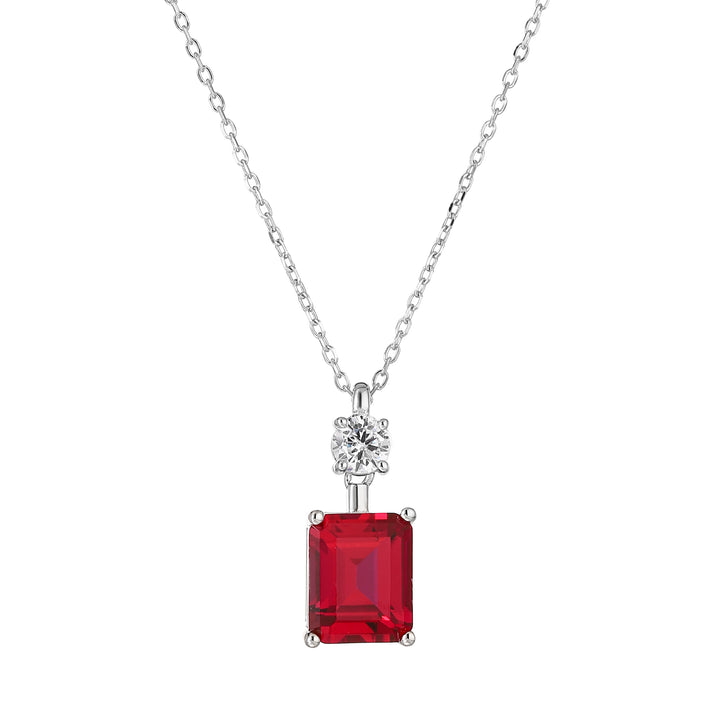 Emerald Cut Ruby Necklace