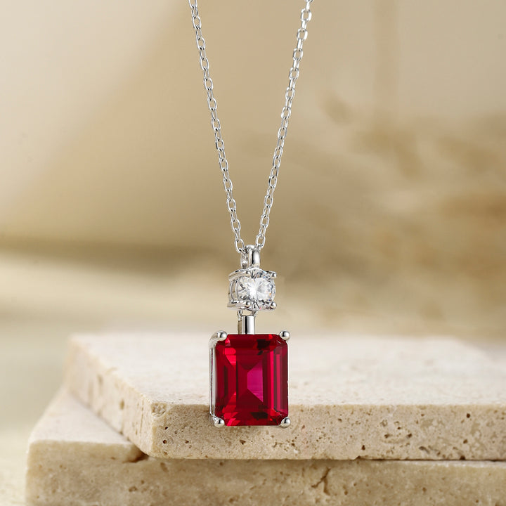 Emerald Cut Ruby Necklace