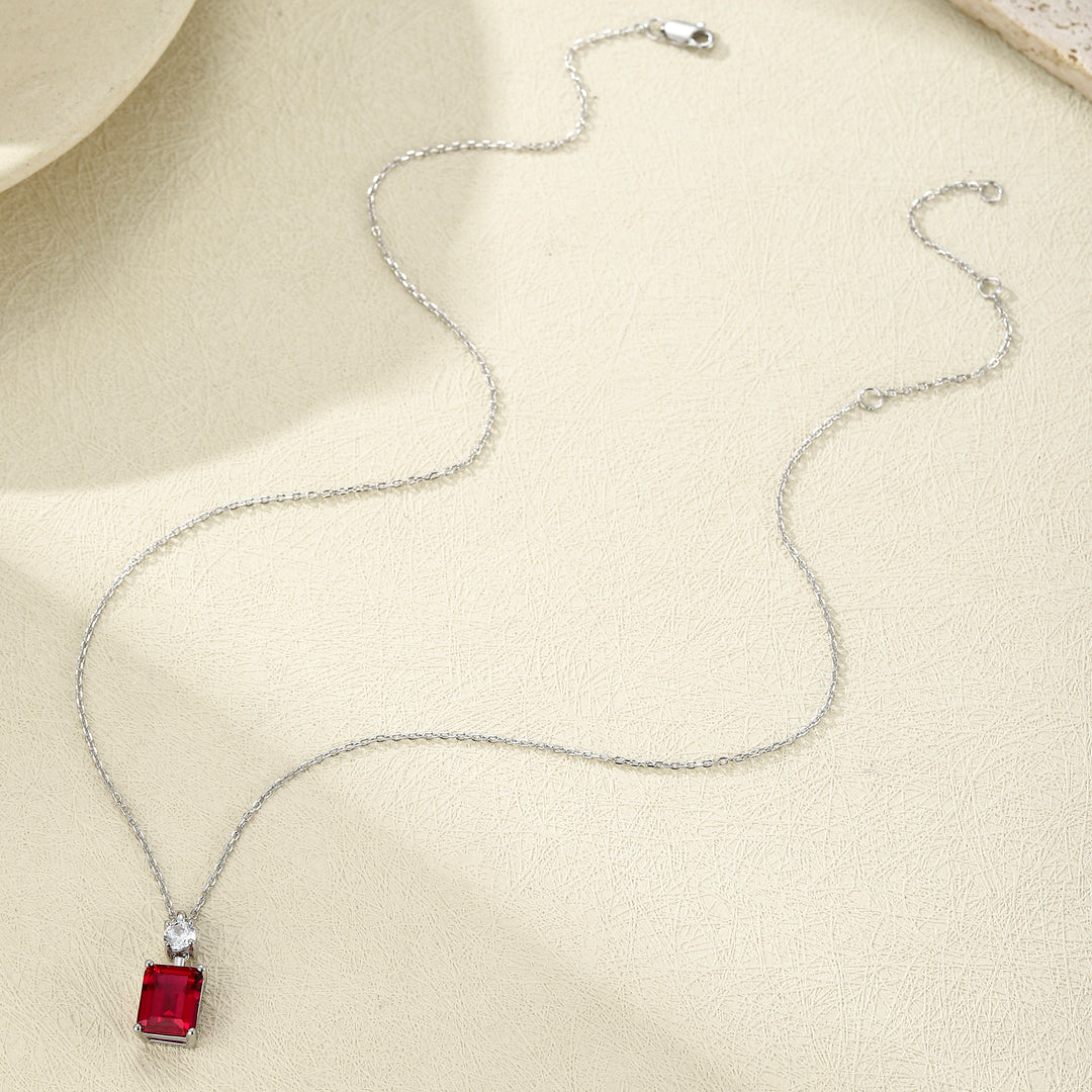 Emerald Cut Ruby Necklace