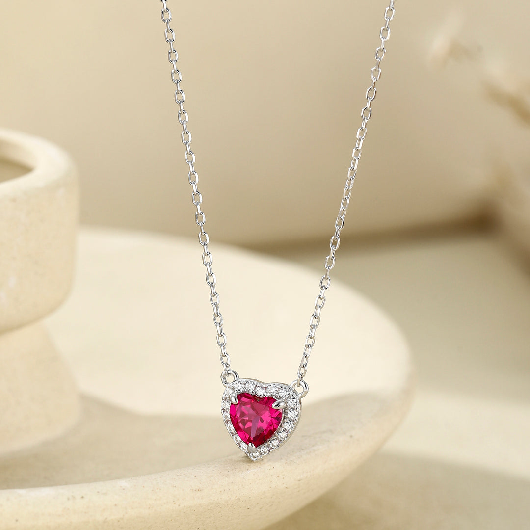Heart Cut Ruby Necklace
