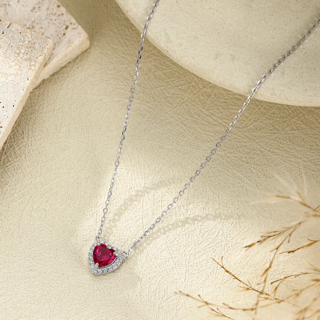 Heart Cut Ruby Necklace