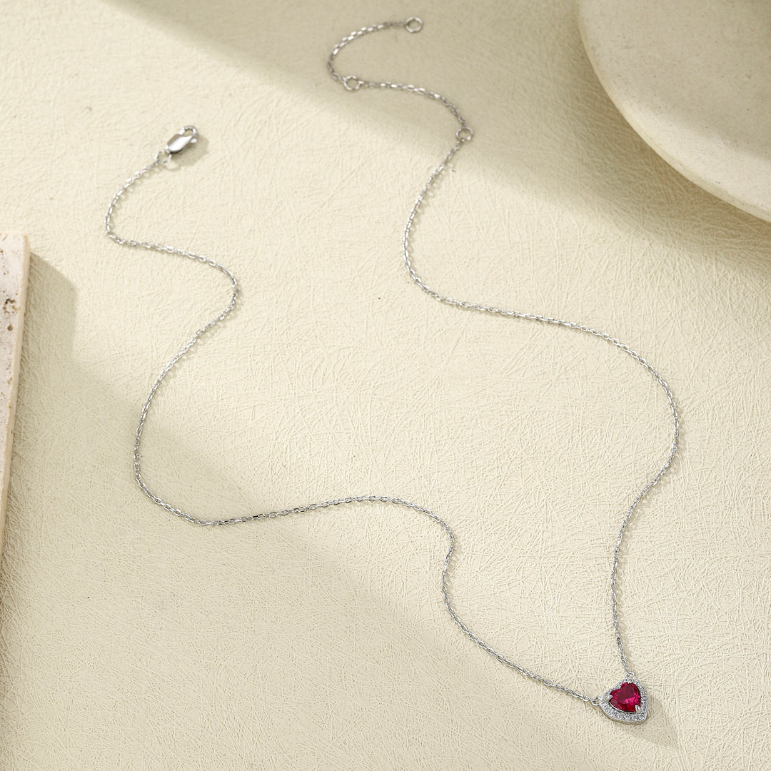 Heart Cut Ruby Necklace