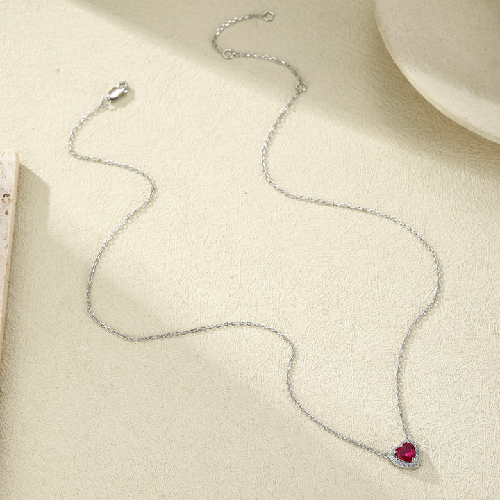 Heart Cut Ruby Necklace
