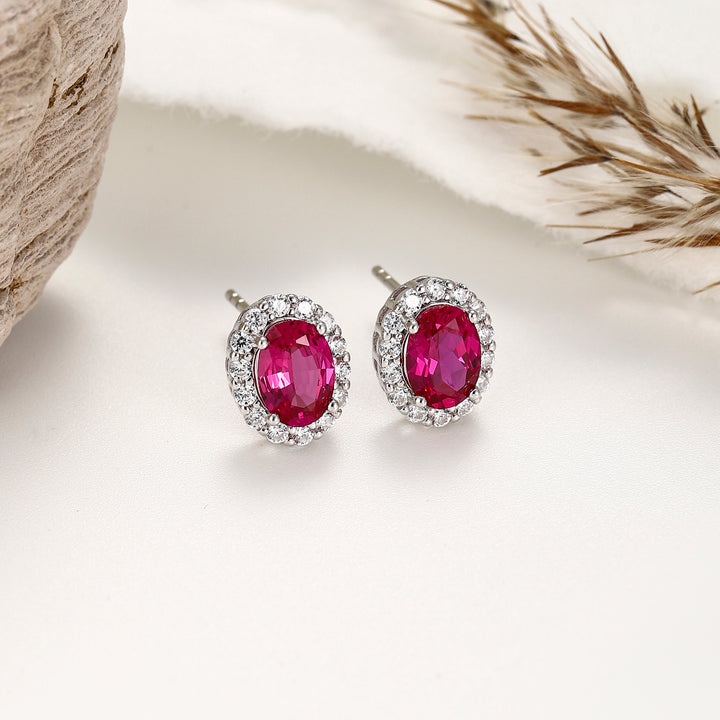 Oval Cut Ruby Studs