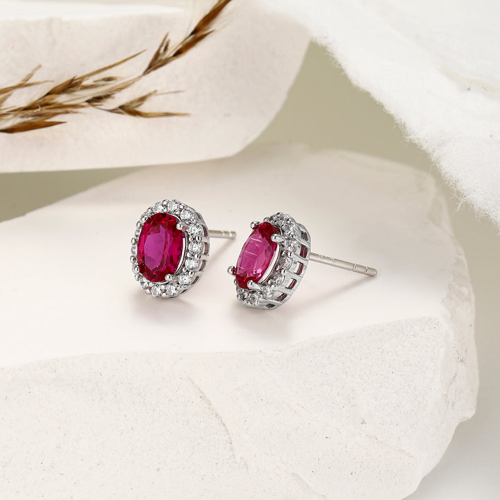 Oval Cut Ruby Studs