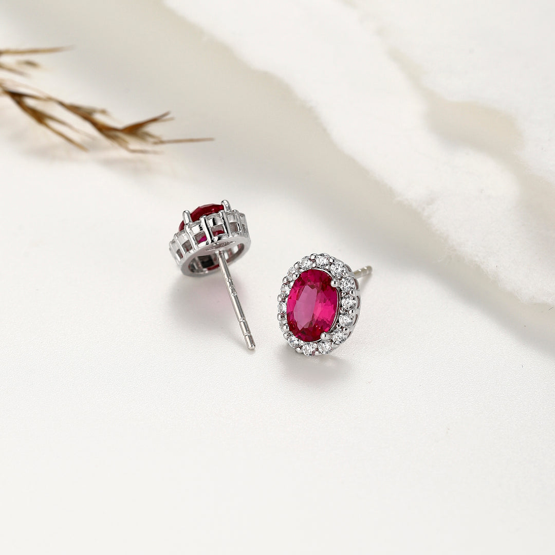 Oval Cut Ruby Studs