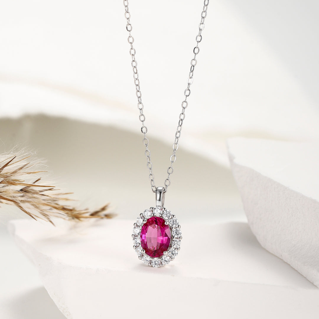 Oval Cut Ruby Necklace