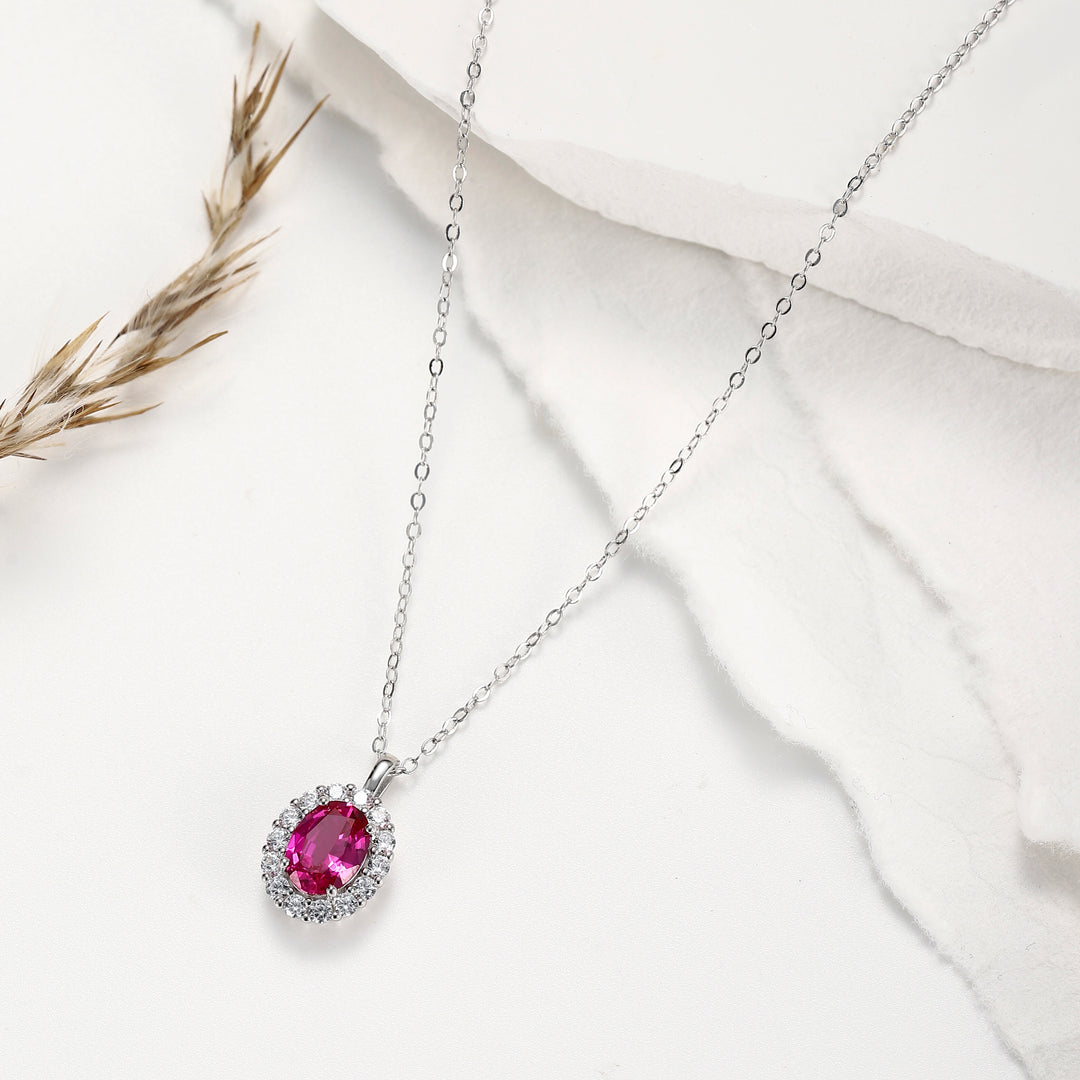 Oval Cut Ruby Necklace