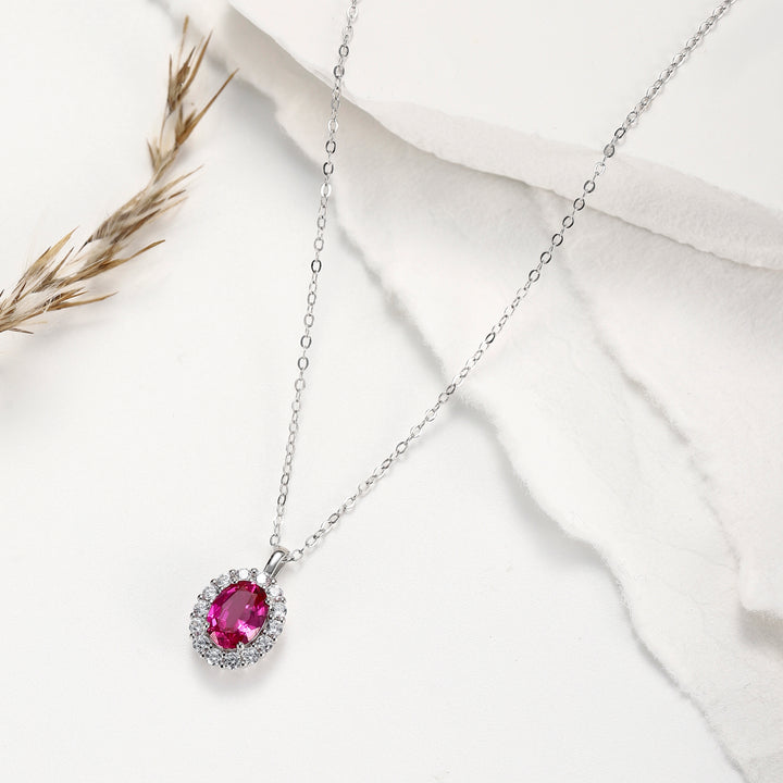 Oval Cut Ruby Necklace
