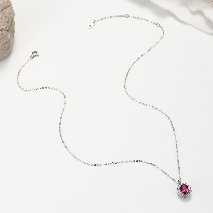 Oval Cut Ruby Necklace