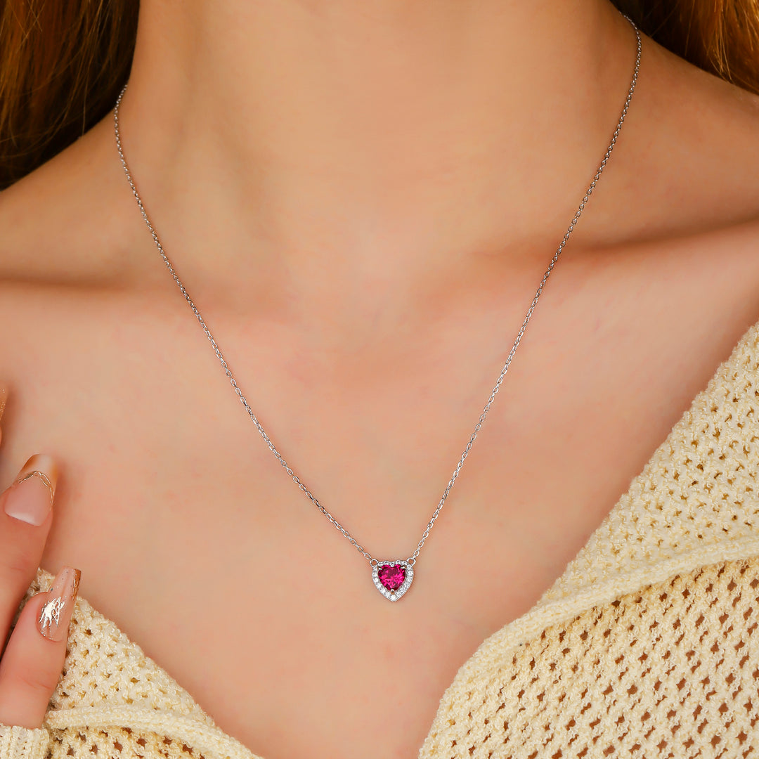 Heart Cut Ruby Necklace