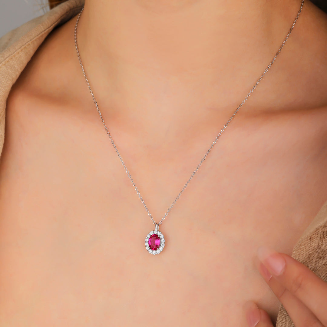 Oval Cut Ruby Necklace