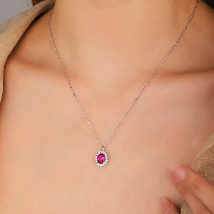 Oval Cut Ruby Necklace