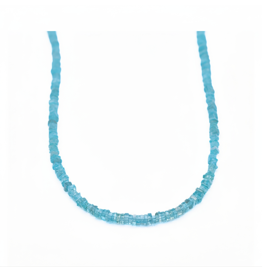 Blue Apatite Square Cut Necklace